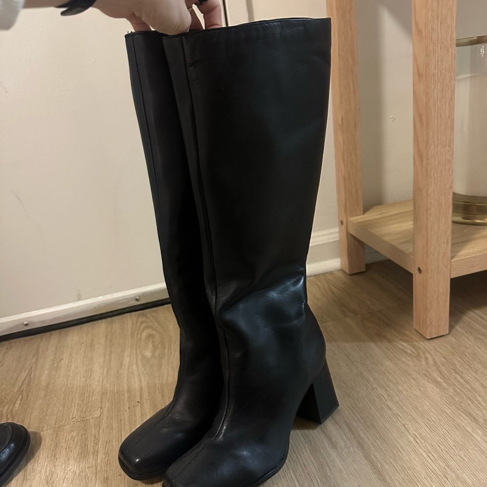 Black Heeled Knee-High Boots